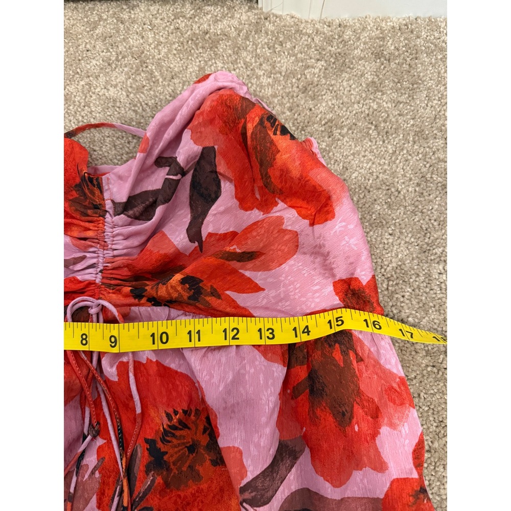 Adelyn Rae Floral Midi Dress Womens Medium Pink Red Excellent Summer Boho - Picture 10 of 13
